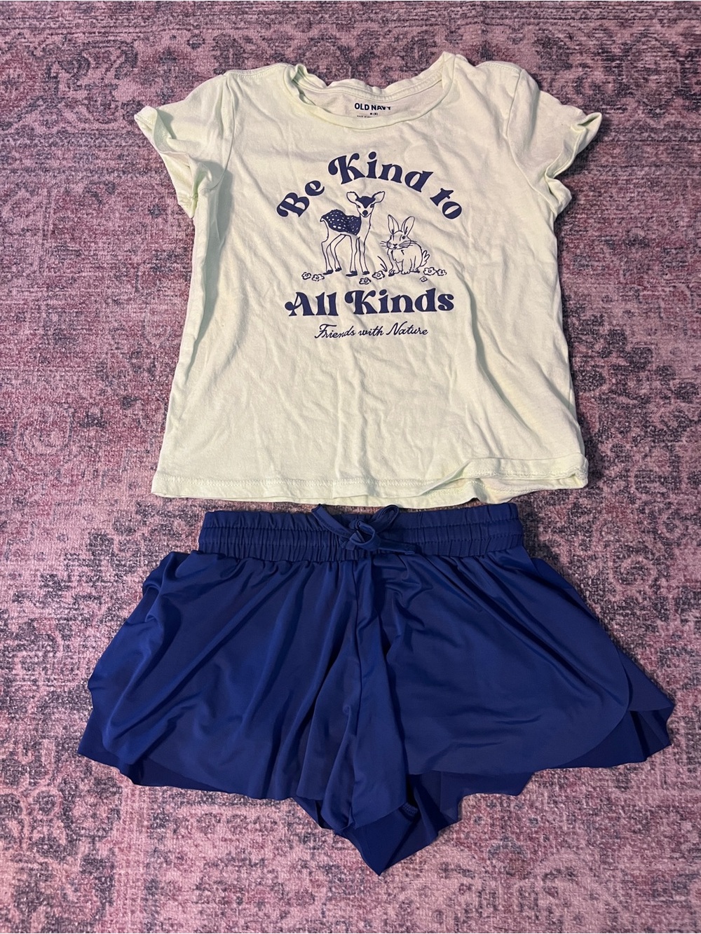 Girls old navy 6/7 activewear skort and t shirt set